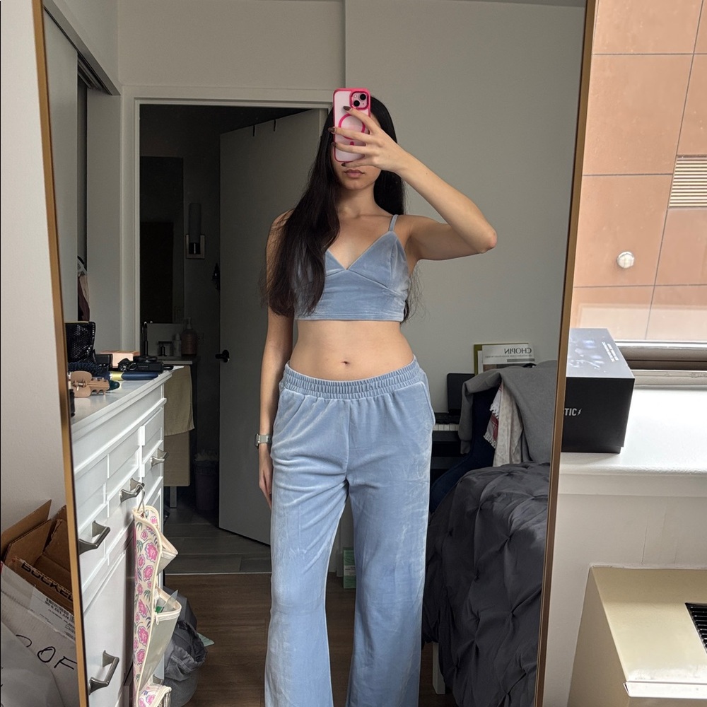 Blue Velvet Lounge Set 2 Piece